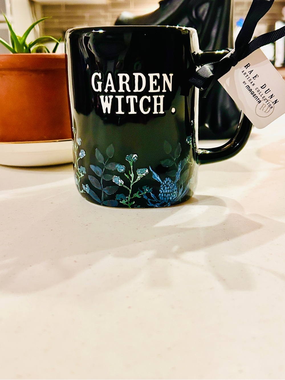 Garden Witch Black Ceramic Mug by Rae Dunn NWT